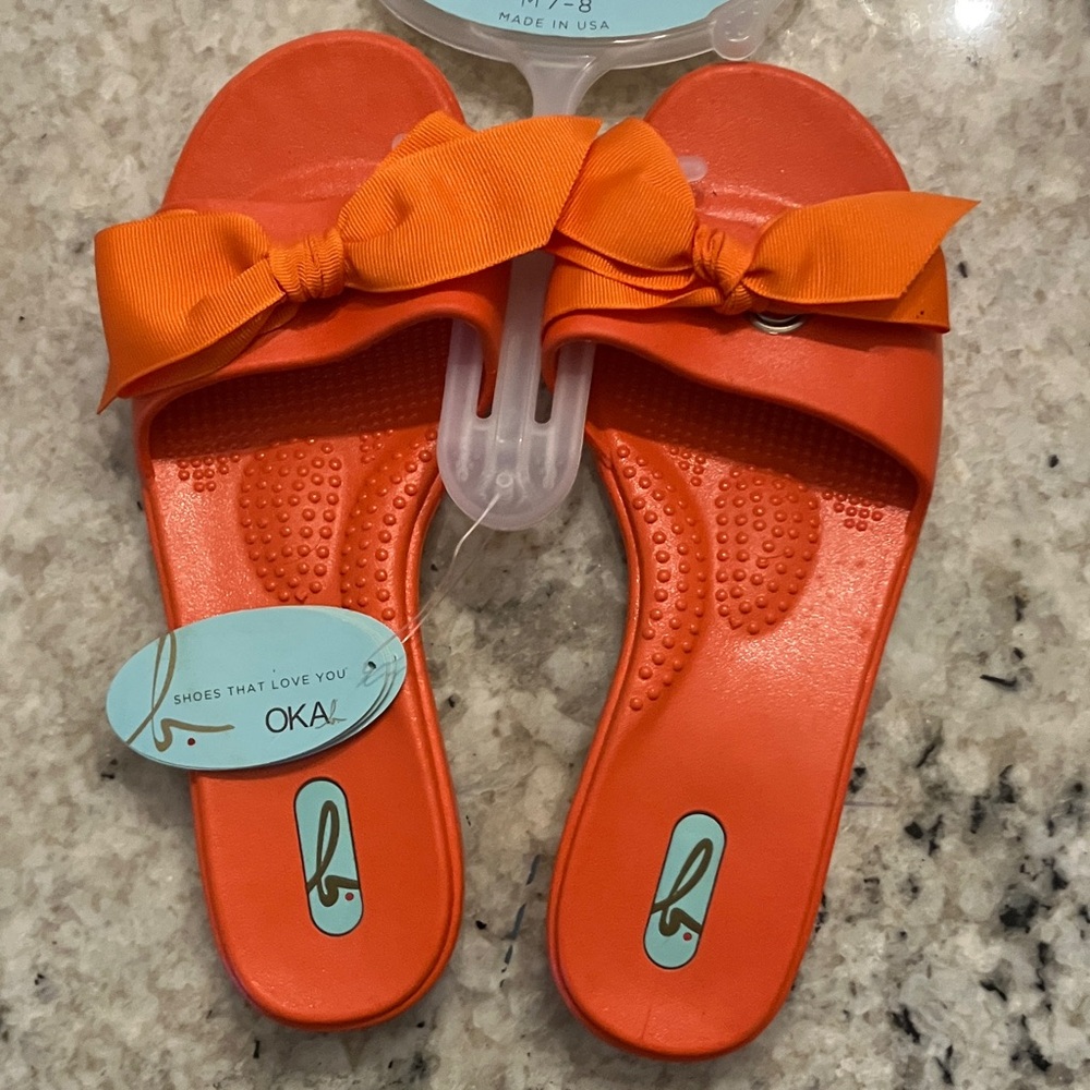Oka b. Sandals, Madison in Mardarin (Orange), US Women’s Size M & ML